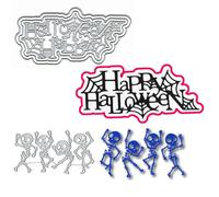 Halloween Cutting Dies Kits,Ompinda Metal Happy Halloween with 4pcs Skeleton Man Cutting Dies for Card Making and Photo Album Decorations
