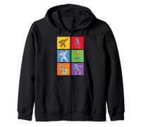 Halloween Dabbing Skeleton Witch And Monsters Dab Dance Pose Zip Hoodie
