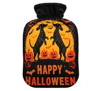 Halloween Dachshund Dog Black Hot Water Bottle with Cover for Pain Relief Hot Bag for Neck, 1L