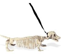 Halloween Dachshund Skeleton Dog with Lead Spooky Decoration Prop