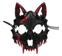 Halloween Dance Performance Two Half Face Bleeding Tiger Yasha Tengu Human Wolf (A, One Size)