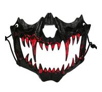 Halloween Dance Performance Two Half Face Bleeding Tiger Yasha Tengu Human Wolf (D, One Size)