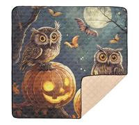 Halloween Dancing Pumpkin Ghosts Owl Skull Soft Foam Baby Play Mat for Indoor Outdoor Comfortable Travel Play Mat for Baby Toddler Infant, 50'' x 50''