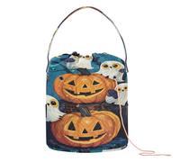 Halloween Dancing Pumpkin Ghosts Owl Skull Yarn Bags Knitting Needle Storage with Holes Storage Bag for Knitting Needle Craft Storage