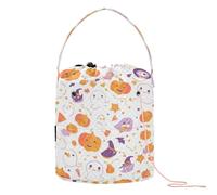 Halloween Dancing Pumpkin Ghosts Owl Skull Yarn Storage Bag Yarn Carrier Bag Portable Crochet Tote for Crochet Knit Crochet Craft