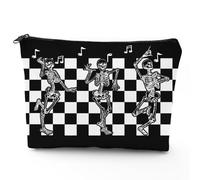 Halloween Dancing Skeleton Makeup Bag, Spooky Gothic Gifts for Women Girl, Large Capacity Cosmetic Bag for Halloween Party Beach Travel Birthday, Goth Zipper Pouch Bag with Lined