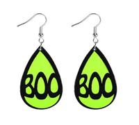 Halloween Dangle Earrings for Women Green Black Teardrop Shaped Spider Web Skull Witch Boo Drop Earrings Spooky Halloween Gifts, XL, Alloy Steel, No Gemstone