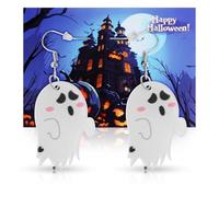 Halloween Dangle Earrings for Women Men: Cute Fall Pumpkin Cat Ghost Earrings - Spooky Light Up Glow in the Dark - Hot Topic Witch Spider Web Jewelry, Leather, No Gemstone