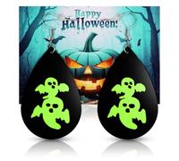 Halloween Dangle Earrings for Women Men: Cute Fall Pumpkin Cat Ghost Earrings - Spooky Light Up Glow in the Dark - Hot Topic Witch Spider Web Jewelry, Leather, No Gemstone