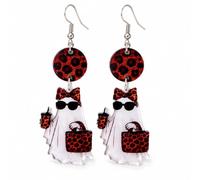 Halloween Dangle Earrings Ghost Leopard Print Earrings for Women, M, Zinc