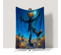 Halloween Dark blue Warm Bed Blanket Mysterious Fantastic Eerie Retro Couch Blanket Fluffy Soft Warm For children teenagers adults and the elderly Queen (200 x 200 CM)