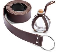 Halloween Dark Magic Cork Potion Round Spherical Clear Glass Bottle with Medieval Knight Leather Belt for Costume Props DIY Crafts and Decorative Bottles, 200 ml