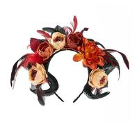 Halloween Dark Rose Floral Sheep Horn Headpiece Elegant Punk Hairband For Cosplay Concerts And Daily Wear Music Festival Gothic Rose Hairband