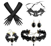 Halloween Dark Witch Costume Set, Gothic Masquerade Ball Accessory Kit