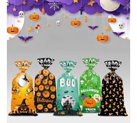 Halloween Day Cellophane Bags,50 Pieces DIY Biscuit Cookie Bags,Candy Bag for Halloween party and Girls Boys Birthday Party Supply