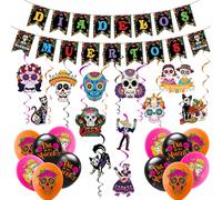Halloween Day-of The Dead Decoration - El Día de los Muertos Decorations Day of The Dead Hanging Swirls Sugar Skull Decorations Banner Bunting Balloons El Día de los Muertos Party Ceiling Wall Decor