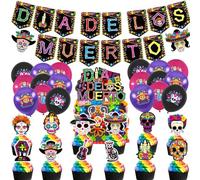 Halloween Day of The Dead Decorations Set - Mexican Bunting Banner with Sugar Skull Design - Dia de Los Muertos Party Supplies for Day of the Dead Halloween Birthday Party Wall Decorations