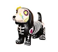 Halloween Day of the Dead Pet Statues, Large Skeleton Cat & Dog Resin Skull Animal Crafts, Weather-Resistant, Detailed Design, for Home Tabletop Decor, Outdoor Patio Displays, Halloween Party Accents