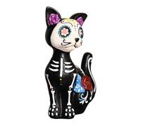 Halloween Day of the Dead Pet Statues, Large Skeleton Cat & Dog Resin Skull Animal Crafts, Weather-Resistant, Detailed Design, for Home Tabletop Decor, Outdoor Patio Displays, Halloween Party Accents