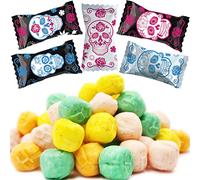 Halloween Day of the Dead Skull Buttermints, Multicolor Sweet Heat Candies, Soft Candy With Heat and A Touch Of Sour, Fat-Free, Individually Wrapped (55 Pieces)
