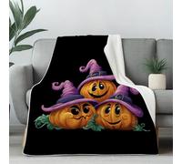Halloween Decor Blankets for Couch, Pumpkin Witch Hat Fleece Blanket 60"x80" Warm Soft, Kawaii Cartoon Throw Blankets for Bed Cozy Lightweight Bedding Blanket for Fall Spring Summer Winter