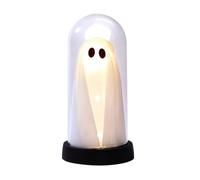 Halloween Decor - Color-Changing LED Ghost in Glass Cloche - Cute Indoor Halloween Decorations for Tabletop, Mantel, Fireplace or Party - Battery Powered Night Light