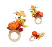 Halloween Decor Easter Napkin Rings Set of 6, Colorful Eggs Leaves Napkin Rings Jute Wooden Buckle Napkins Holder, Ideal for Kitchen, Dinner Party, Easter Day Event Planner (Orange, 10x4. 4cm)