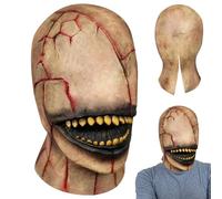 Halloween Decor Halloween Mask Smile Killer Creepy Zombie Mask Headgear Full Head Scary Evil No Face Devil Latex for Masquerade Party Cosplay Props