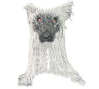 Halloween Decor Halloween Werewolf Mask Breathable Latex Wolf Mask Horror Scary with Shawl Furs Hair for Carnival Costume Party Haunted House Grey