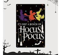 Halloween Decor Hocus Pocus Decor Metal Signs -It's Just a Bunch of Hocus Pocus Witch Decor,Halloween Home Decor Tin Signs Easy Hanging, Outdoor, Halloween Party Supplies