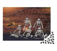 Halloween Decor Jigsaw Puzzles for Adults And Kids. 1000 Pieces Spooky Skeleton Style Whimsical Challenge Toy Educational Game Home Decor 70x50cm/1000pcs