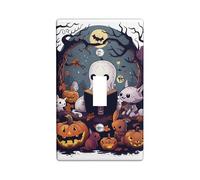 Halloween Decor Light Switch Cover Plates/Outlet Covers,Spooky Night Enchanted Forest with Pumpkins, Thermoplastic Wall Plates,For All Seasons Single Toggle