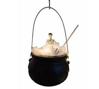 Halloween Decor Outdoor Large Witch Cauldron on Tripod with Lights Candy Bowl Plastic Bucket Party Black