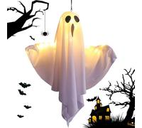 Halloween Decor Scary Hanging Lighted Ghost, Halloween Light Up Ghost DIY Any Shape,Large Light-Up Spooky Ghosts,Halloween Ornaments Spooky Outdoor, Ghost Lights Glowing for Yard Party (White)
