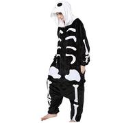 Halloween Decor Skeleton Costume Unisex Hooded Skull Skeleton Jumpsuit Size XL Soft and Cozy Scary Black and White Cosplay Halloween Costume for Adults