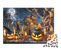 Halloween Decor-Spooky Haunted House Style Jigsaws 1000 Pieces for Adults with Precision Cut Centenary Jigsaws Halloween Castle As A Stress Relief Puzzle for Fun Activity for Home 70x50cm/1000pcs