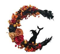 Halloween Decorate With Wreaths，Spooktacular Halloween Wreath，Strange Design of The Skull Witch Pumpkin Head，Home Decorations Create a Festive Atmosphere (#04, One Size)