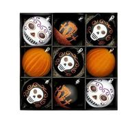Halloween Decoration Ball Set | Halloween Party Ornaments | 9PCS 8cm PVC Balls with Colorful Skull Patterns | Anti-Shatter Balls for Home Decor Party Photography