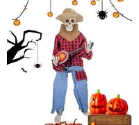 Halloween Decoration Banjo Skull - PP Fabric Halloween Skeleton Ornament | Quality Farmer Scary Western Music Statue | Realistic Cowboy Figure, Haunted Banjo Decoration for Haunted House
