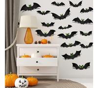 Halloween Decoration Garden Halloween Decoration 3D Bat Luminous Eye Stickers Indoor Weird Panic Party Room Outdoor Wall Windows Bat Gothic PropsBlack,30cm×20cm×1. 5cm