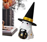 Halloween Decoration - Ghost Figure | Led by Halloween Ghosts, a Spooky Synthetic Resin Lantern with Witch Hat, Great for Fireplace, Shelf, Table and Home