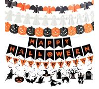Halloween Decoration Indoor, Halloween Banner, Hanging Party Supplies Backdrop for Home halloween Hanging Spooky Decor Ornaments Garlands, HAPPY HALLOWEEN Accessories with TRICK OR TREAT Banner