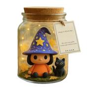 Halloween Decoration Jar, Witch with Hat in A Jar Decoration, Halloween Party Table Centerpiece Prop for Bedroom Kitchen Entrance Bathroom Living Room Photography College Dorm
