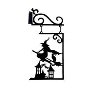 Halloween Decoration Kits Halloween Witch Metal Sculpture Large Decorative Wall Art Suitable For Indoor And Outdoor Use Unique Witch Design Suitable For Family Gardens NightA,40x23cm)