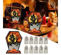 Halloween Decoration Lights 1 PCS Halloween Whole Year Countdown Calendar 365 Days Interchangeable Numbers Coffin Calendar Shaped Countdown Cutting DIY (Orange, One Size)