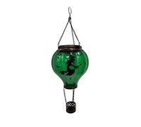 Halloween Decoration Outdoor Hot Air Balloon Solar Lantern with Flickering Flame, Hanging Outdoor Lanterns with Flying Witch Design Waterproof Decor for Garden, Patio, Halloween Party(Witch)