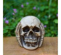 Halloween Decoration Outdoor Skeleton & Resin Figurine Set, See Hear Speak No Evil, 1. 75x2. 625x2, 3 Piece Halloween Skeletons (C, 8. 5X8cm)