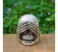 Halloween Decoration Outdoor Skeleton & Resin Figurine Set, See Hear Speak No Evil, 1. 75x2. 625x2, 3 Piece Halloween Skeletons (A, 8. 5X8cm)