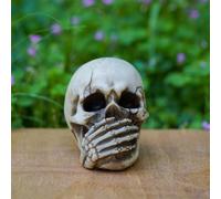 Halloween Decoration Outdoor Skeleton & Resin Figurine Set, See Hear Speak No Evil, 1. 75x2. 625x2, 3 Piece Halloween Skeletons (B, 8. 5X8cm)