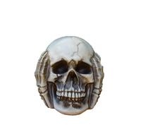 Halloween Decoration Outdoor Skeleton & Resin Figurine Set, See Hear Speak No Evil, 1. 75x2. 625x2, 3 Piece Birds for Garden Decorations (C, 8. 5X8cm)